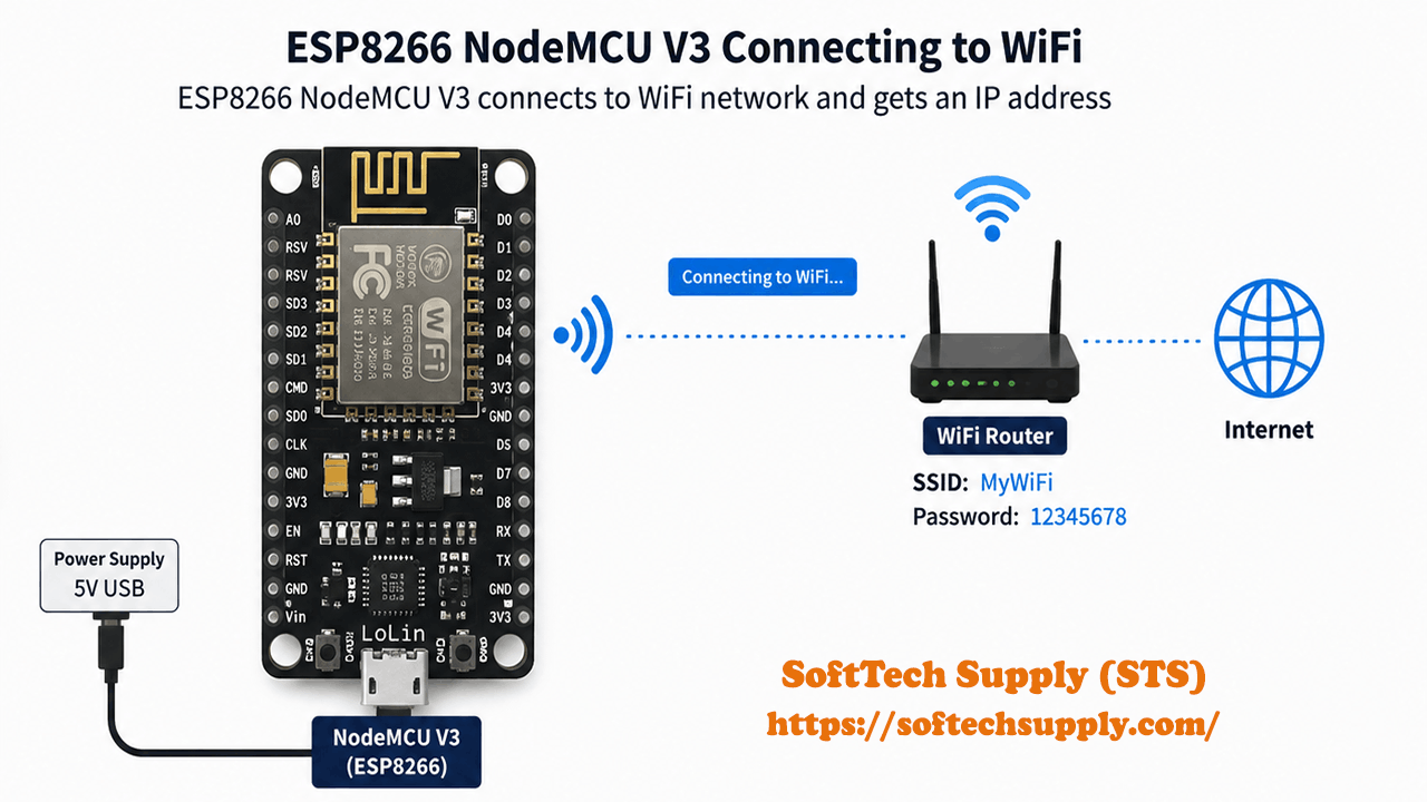 How to use ESP8266 NodeMCU V3 Wireless module to connect to WiFi - STS Project