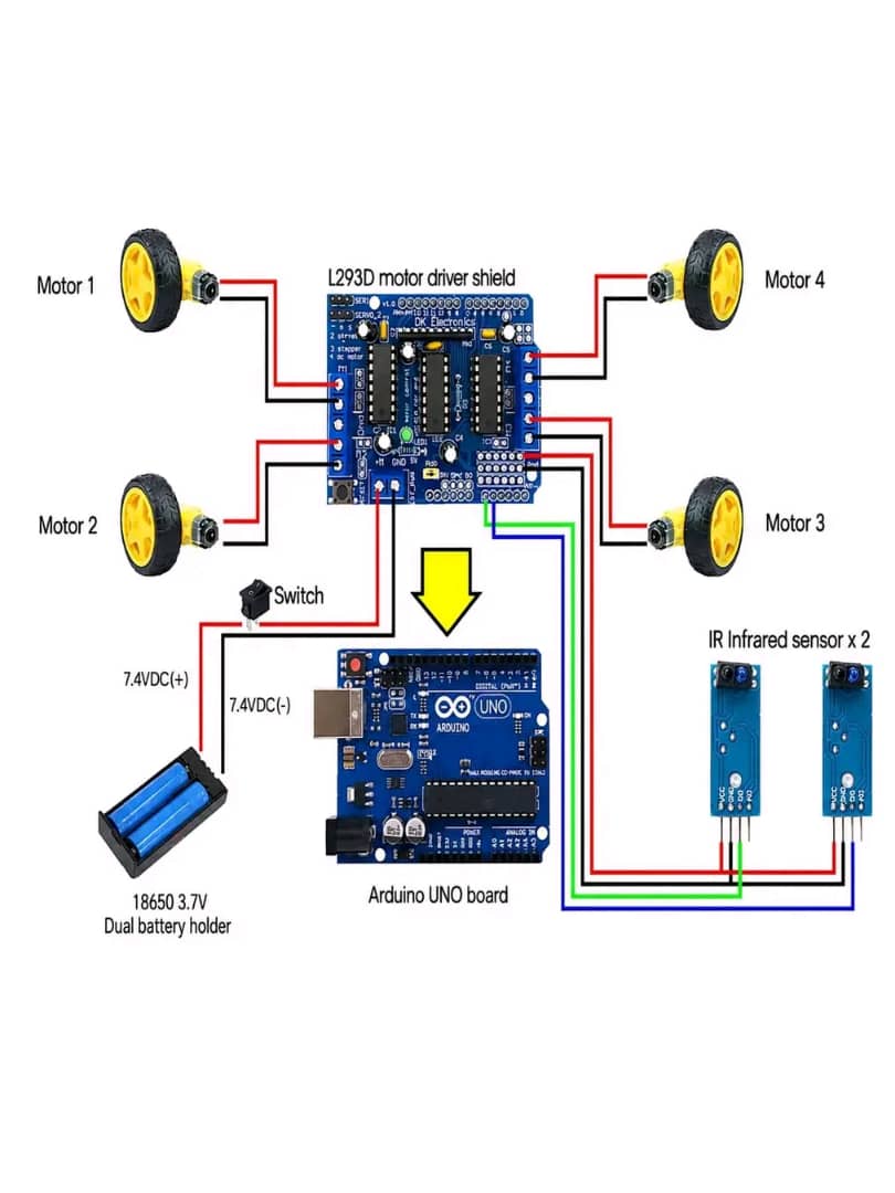 How to build a line tracking robot using Arduino UNO AND infrared sensor - STS Project