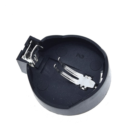 CR2025 CR2032 3V Button Battery Holder Case Black Round view 2