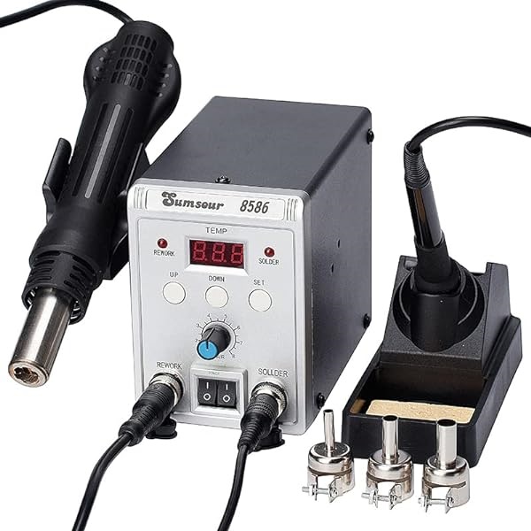 8586 700W 2 in 1 SMD Rework Soldering Station LED Digital Display Hot Air Gun - STS