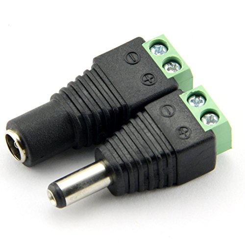 1 Pair Female & Male DC Power plug to 2 pin screw terminal adapter - STS