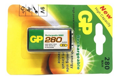 9V Rechargeable Battery , 280mAh, GP Battery view 2