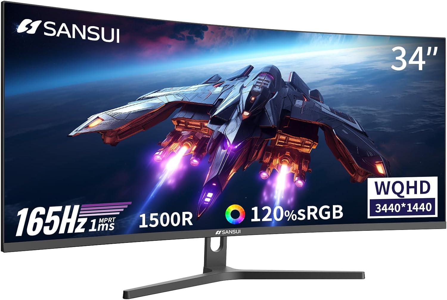 SANSUI ES-G34C5 34" UltraWide Curved 2K Gaming Monitor view 2