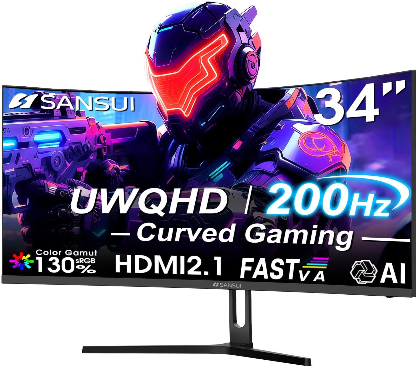 SANSUI ES-G34C5 34" UltraWide Curved 2K Gaming Monitor view 3