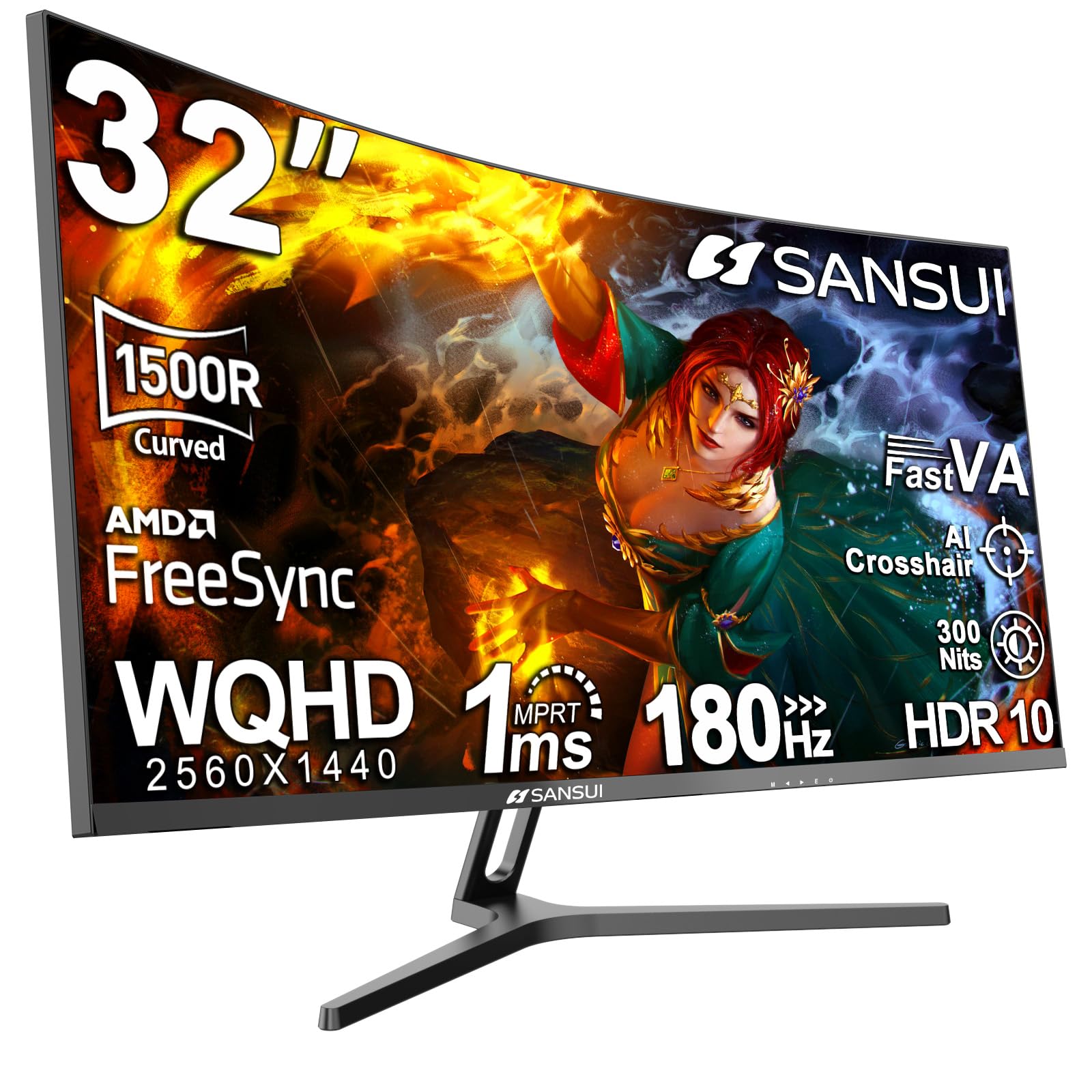 SANSUI ES-G32C1Q 32" Curved 2K Gaming Monitor | SoftTech Supply