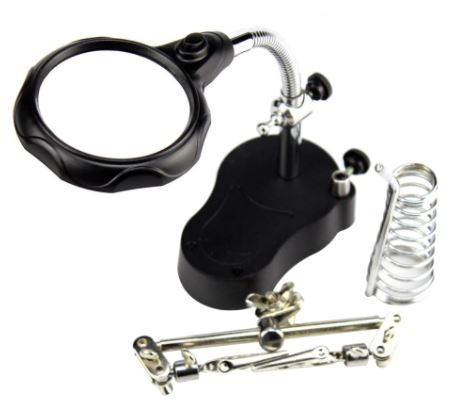 Hand Clip Clamp LED Magnifying Glass Soldering Iron Stand view 3