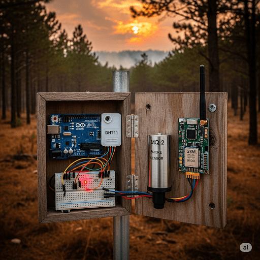 Forest Fire Detection System using Arduino and GSM Module - IoT Based Project - STS Project Idea